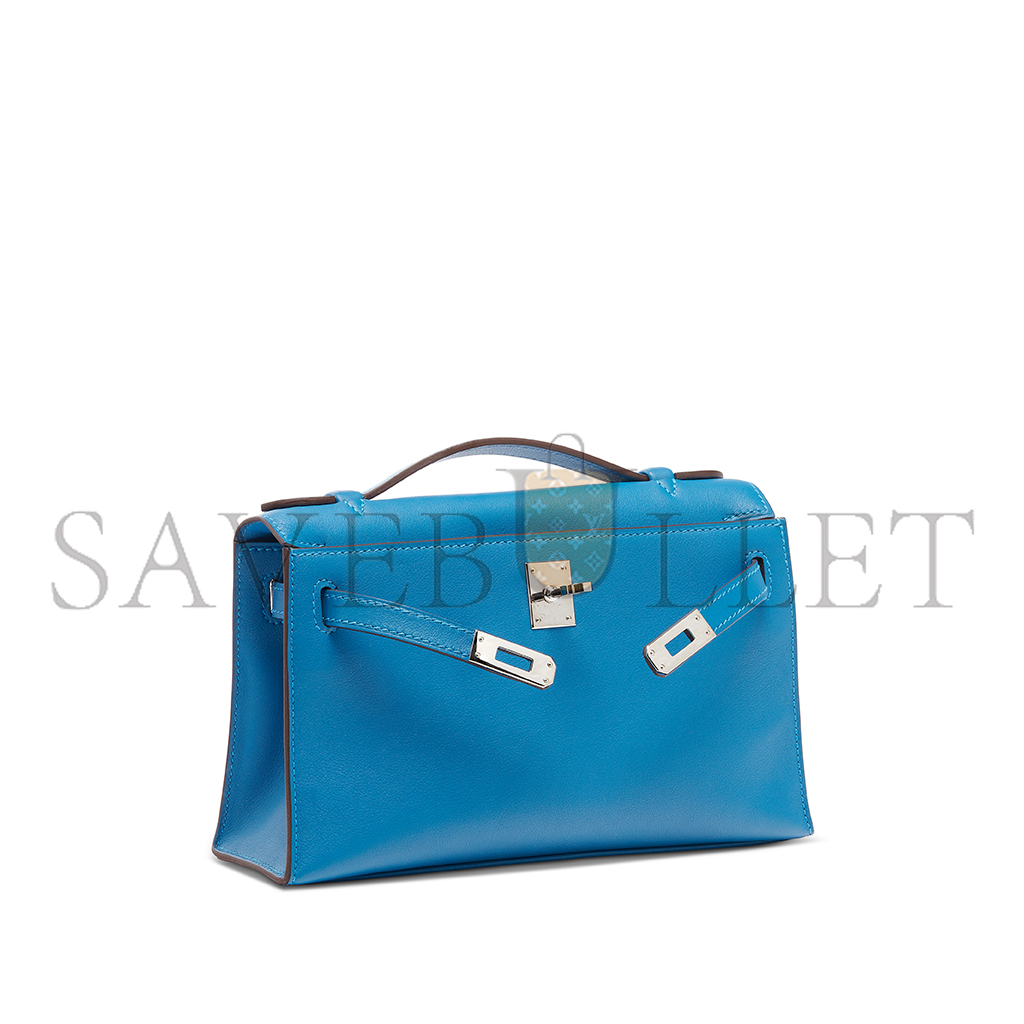 H**mes master a mykonos swift leather kelly pochette with palladium hardware (22*14*7cm)